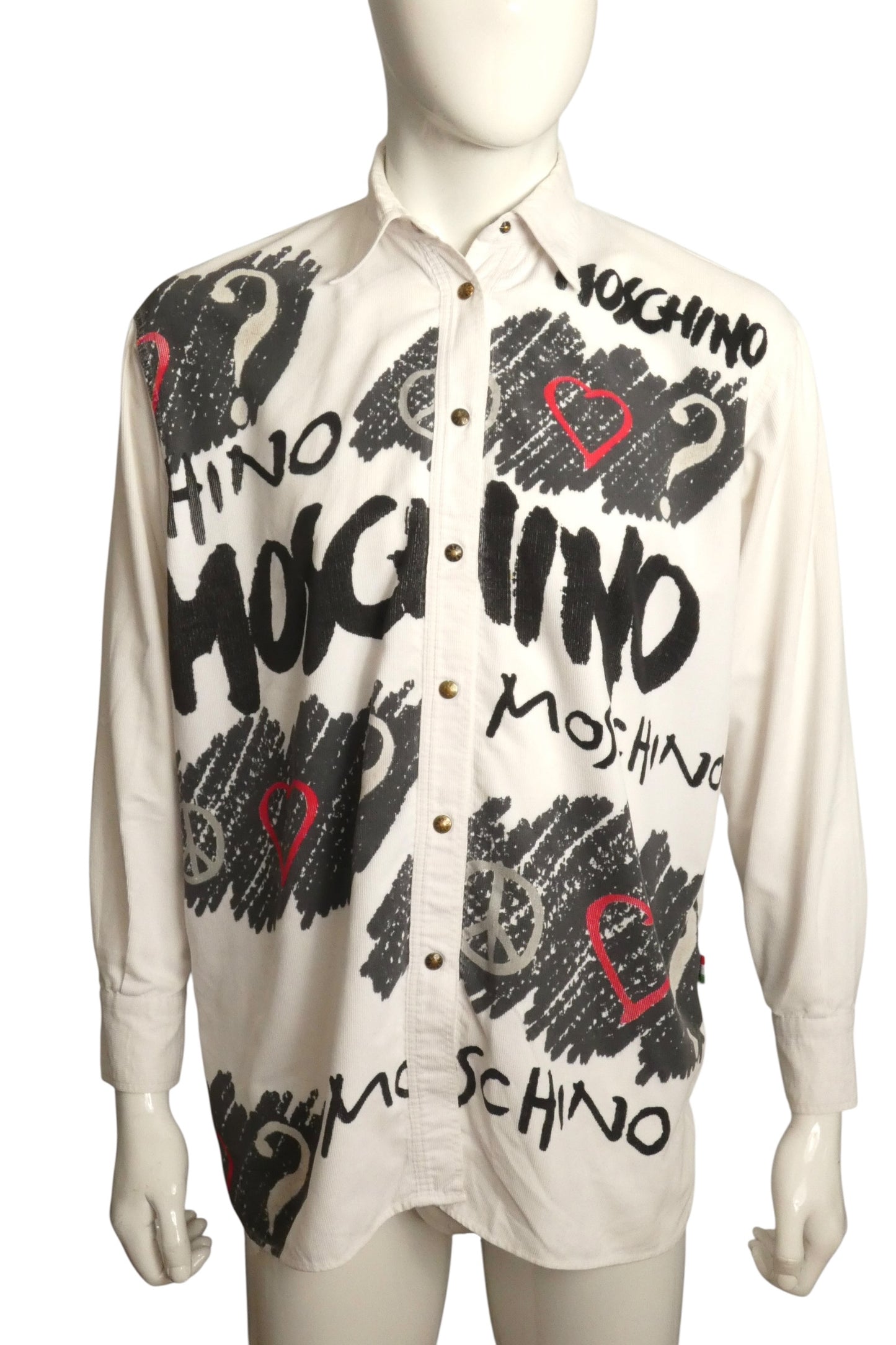 MOSCHINO JEANS - 1990s Graffiti Print Corduroy Shirt, XLarge