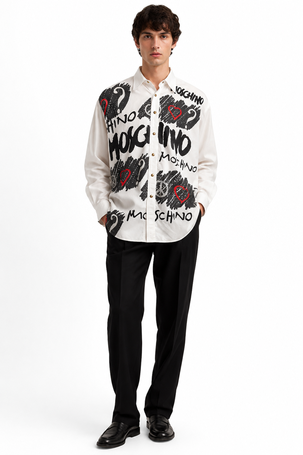 MOSCHINO JEANS - 1990s Graffiti Print Corduroy Shirt, XLarge