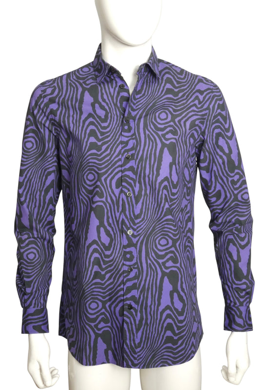 MOSCHINO COUTURE! - 2022 Purple Cotton Print Shirt, Size-Medium