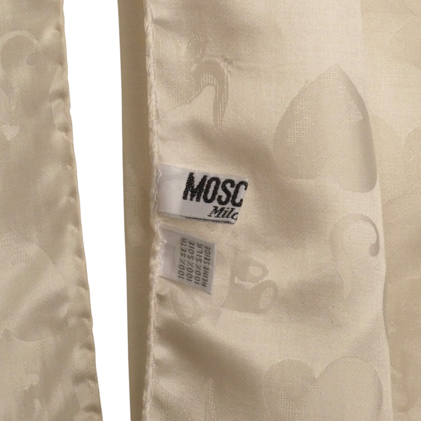 MOSCHINO - 1990s White Silk Jacquard Scarf
