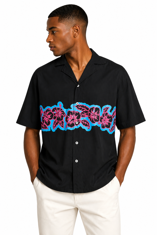 MOSCHINO MARE - Tropical Floral Cotton Shirt, Size-XLarge