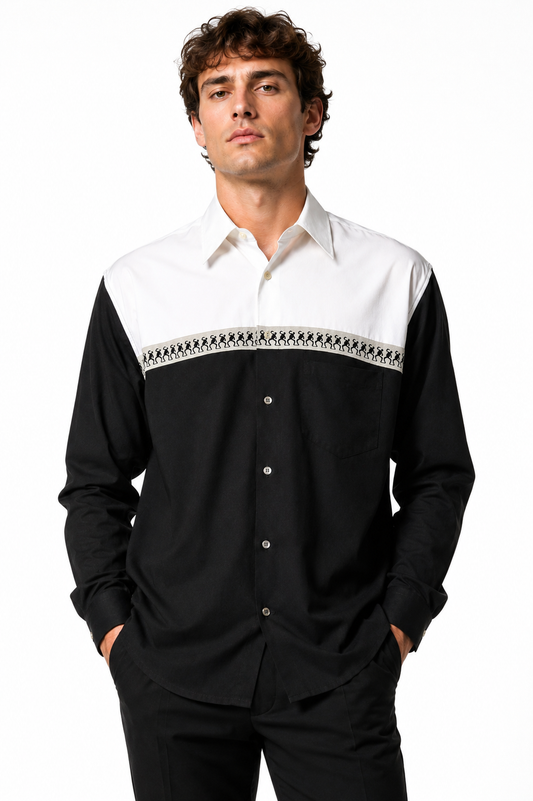 MOSCHINO CHEAP AND CHIC - 1990s Coton Popeye Dress Shirt, Size-Large