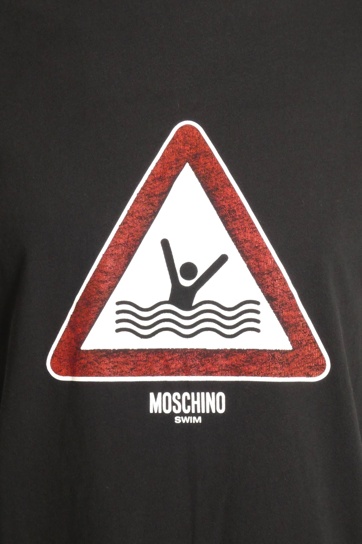 MOSCHINO SWIM - Black Cotton Yield Swim T-Shirt, Size-X-Large