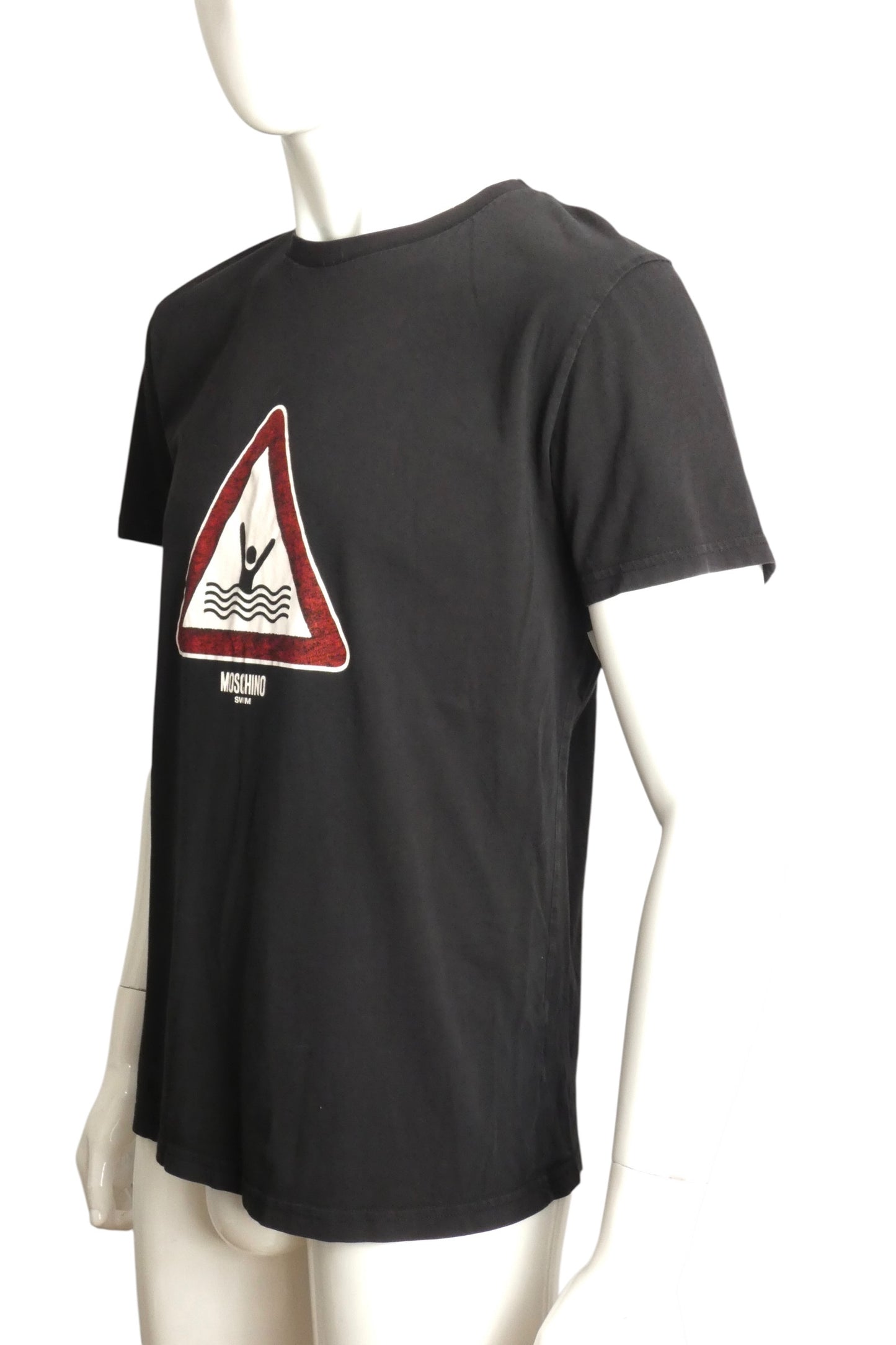 MOSCHINO SWIM - Black Cotton Yield Swim T-Shirt, Size-X-Large