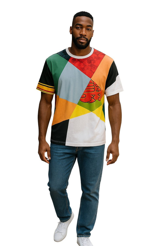 MSCHF/SUPREME...- Multi Color Patchwork T-Shirt, Size S/M