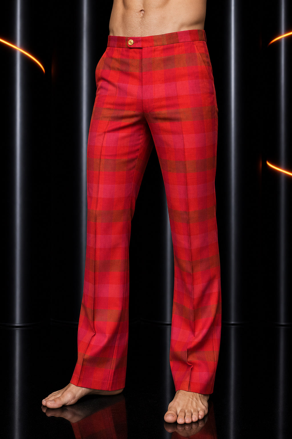 PIERRE CARDIN - 1970s Pink & Red Shantung Slacks, Waist-30