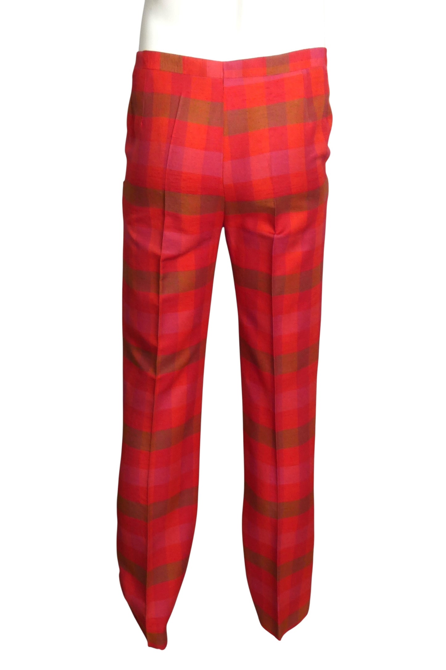 PIERRE CARDIN - 1970s Pink & Red Shantung Slacks, Waist-30