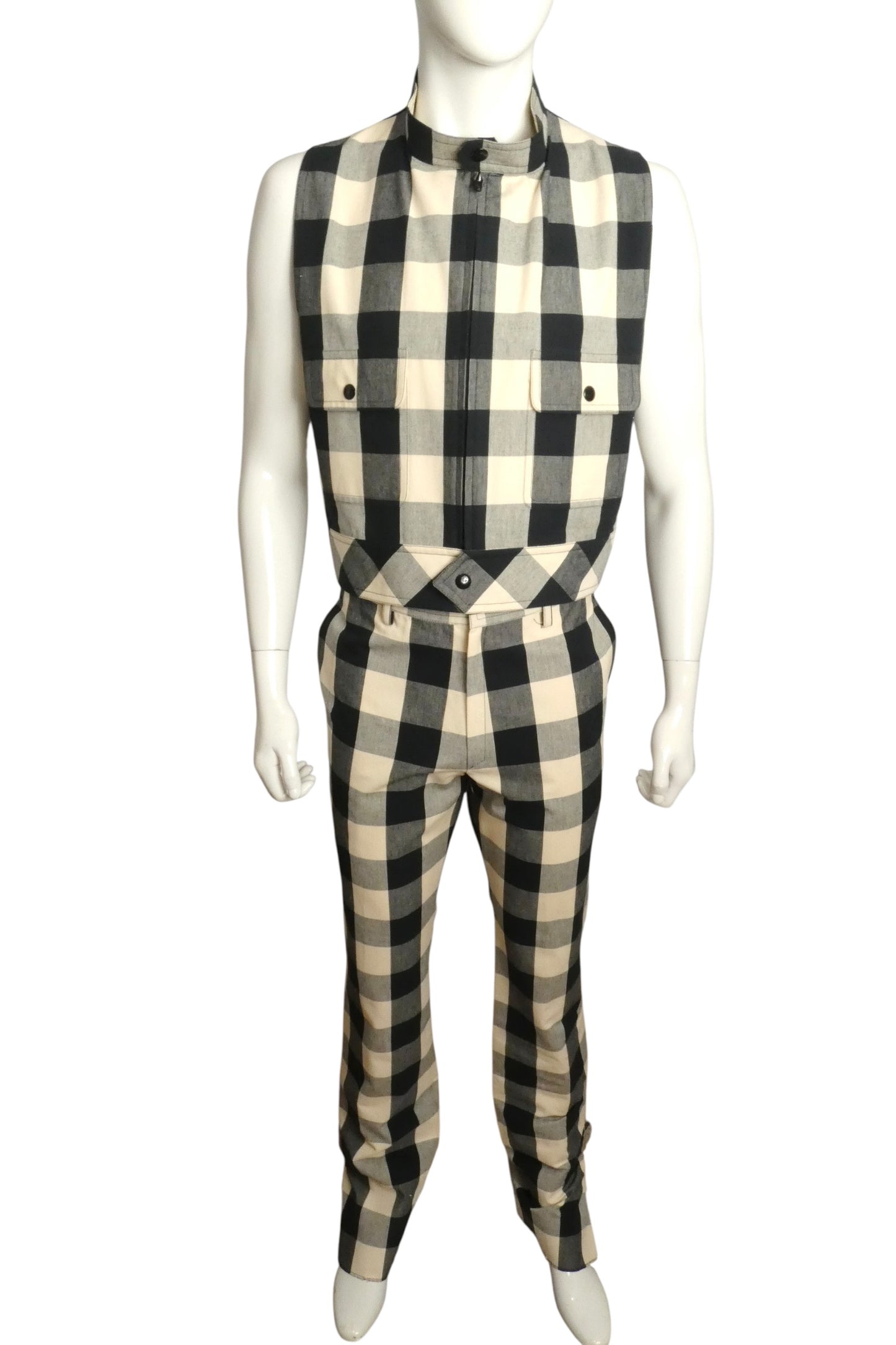 PIERRE CARDIN - 2003 Cotton Check Pant & Vest Ensemble, Size-Large