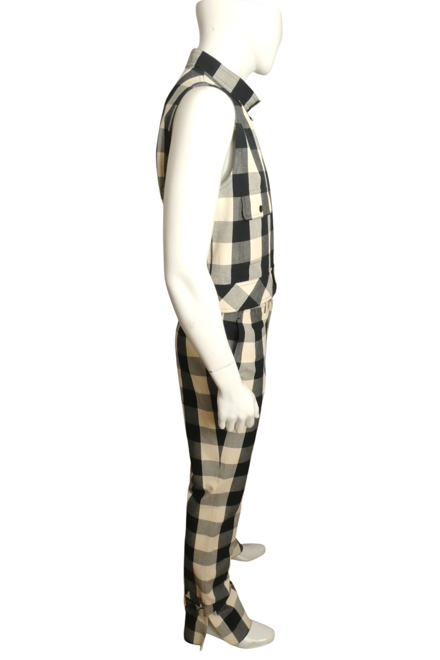 PIERRE CARDIN - 2003 Cotton Check Pant & Vest Ensemble, Size-Large