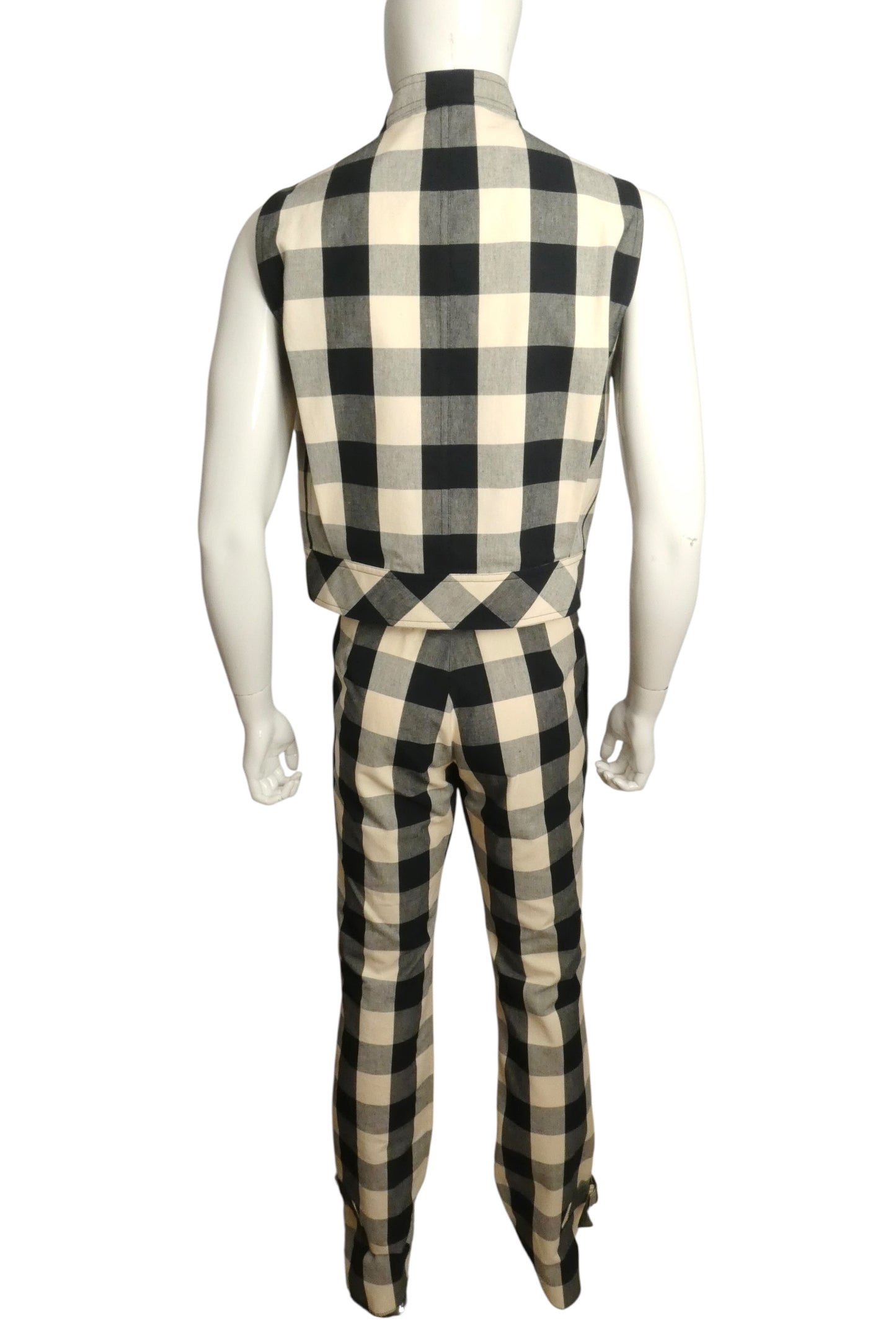 PIERRE CARDIN - 2003 Cotton Check Pant & Vest Ensemble, Size-Large