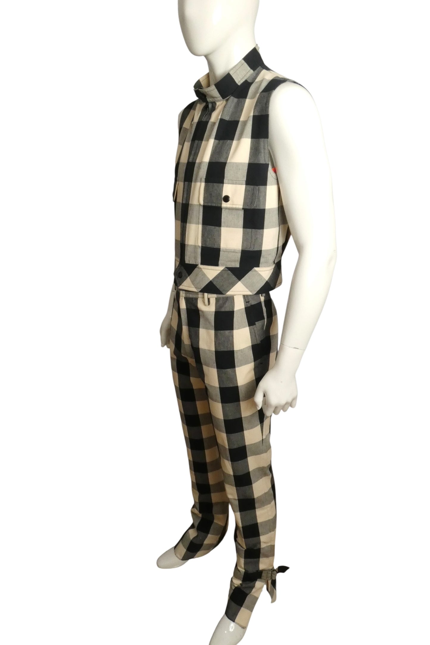 PIERRE CARDIN - 2003 Cotton Check Pant & Vest Ensemble, Size-Large