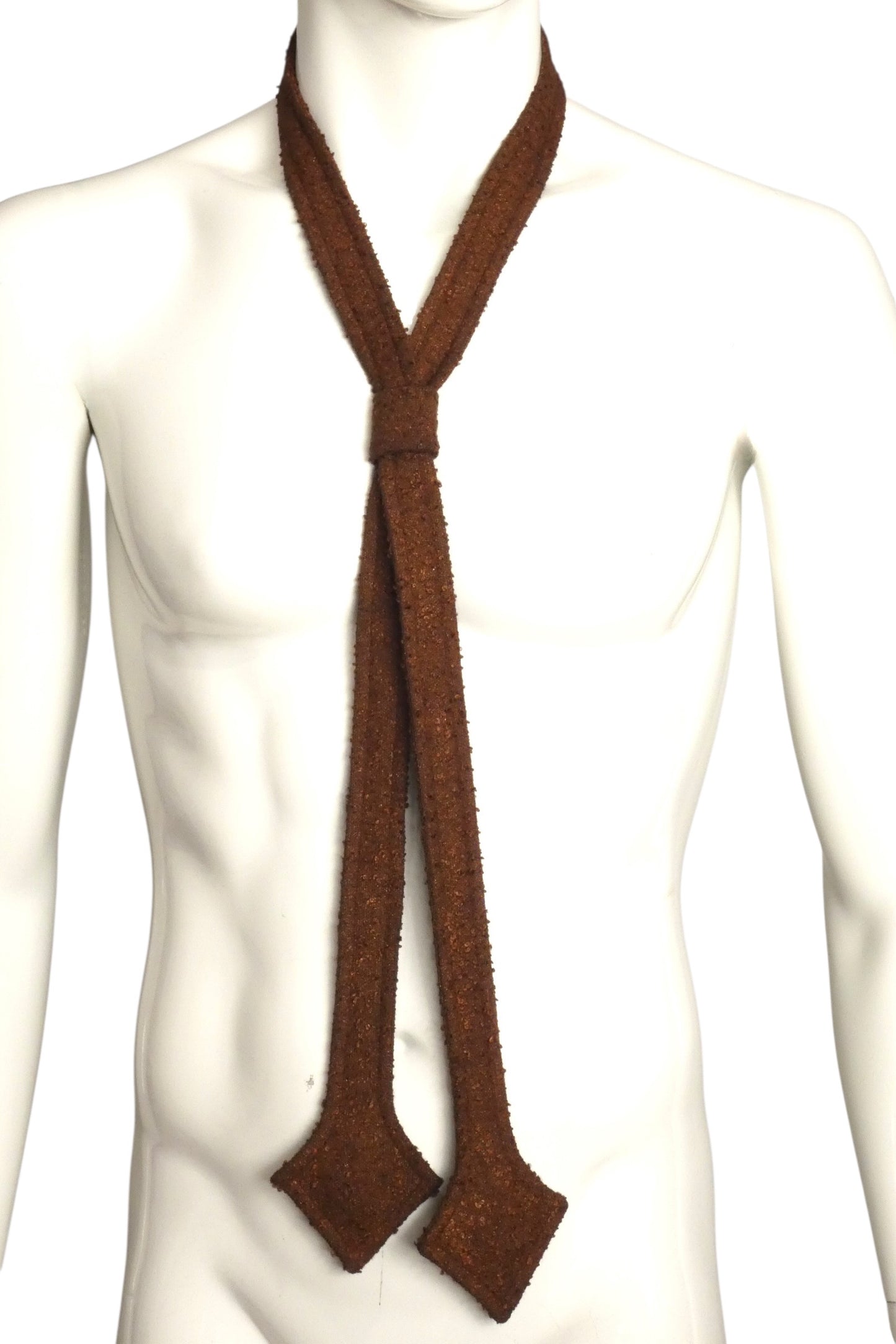 PIERRE CARDIN - Brown Wool Boucle Slide Tie