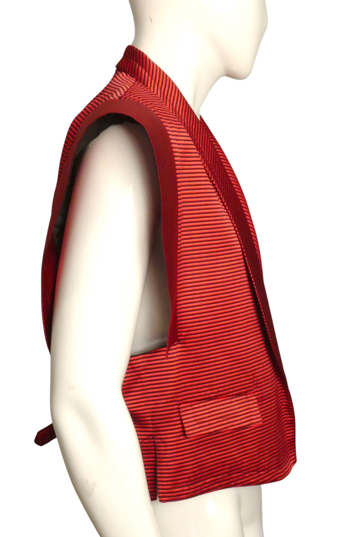 PIERRE CARDIN - 2004 Red Satin Stripe Vest, Size-Large