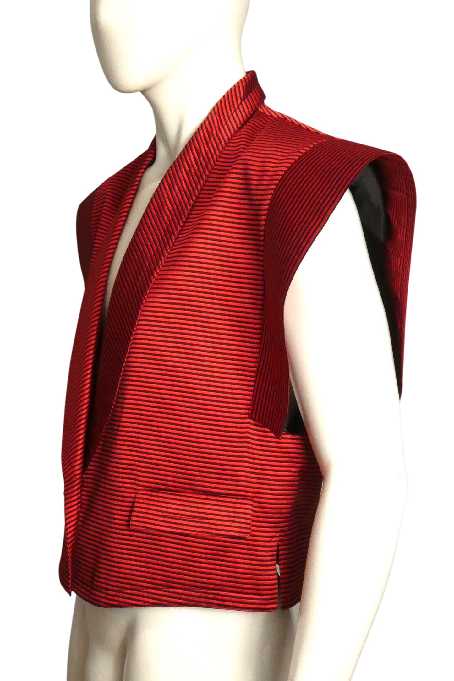 PIERRE CARDIN - 2004 Red Satin Stripe Vest, Size-Large