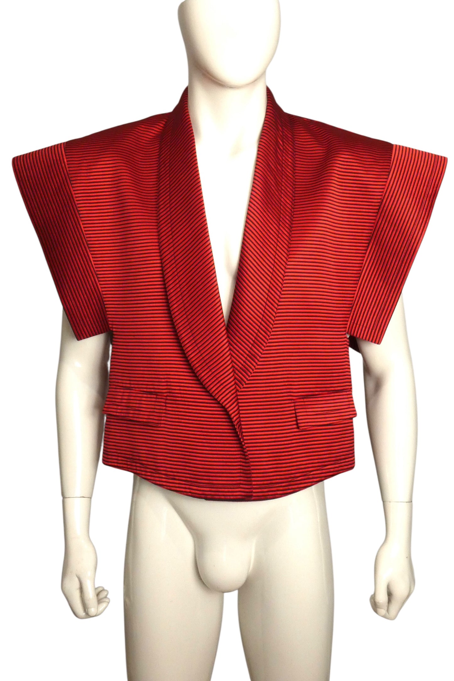PIERRE CARDIN - 2004 Red Satin Stripe Vest, Size-Large