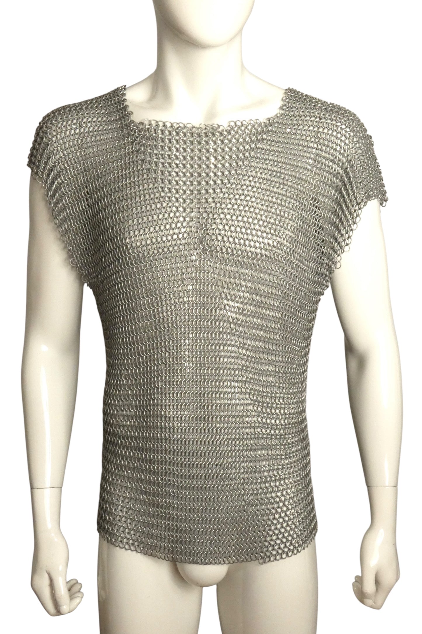 PIERRE CARDIN - 2000 Silver Chain Mail Pullover Shirt, Size-Large