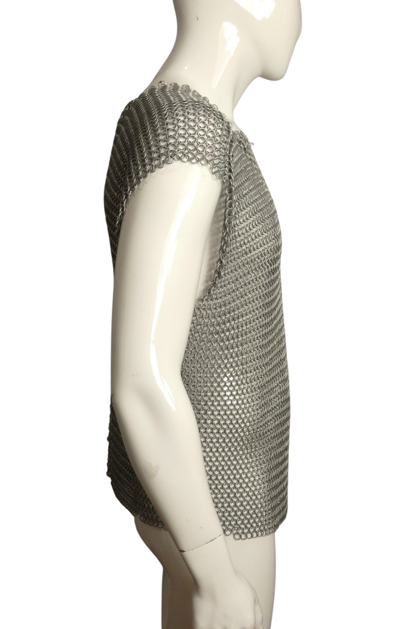 PIERRE CARDIN - 2000 Silver Chain Mail Pullover Shirt, Size-Large