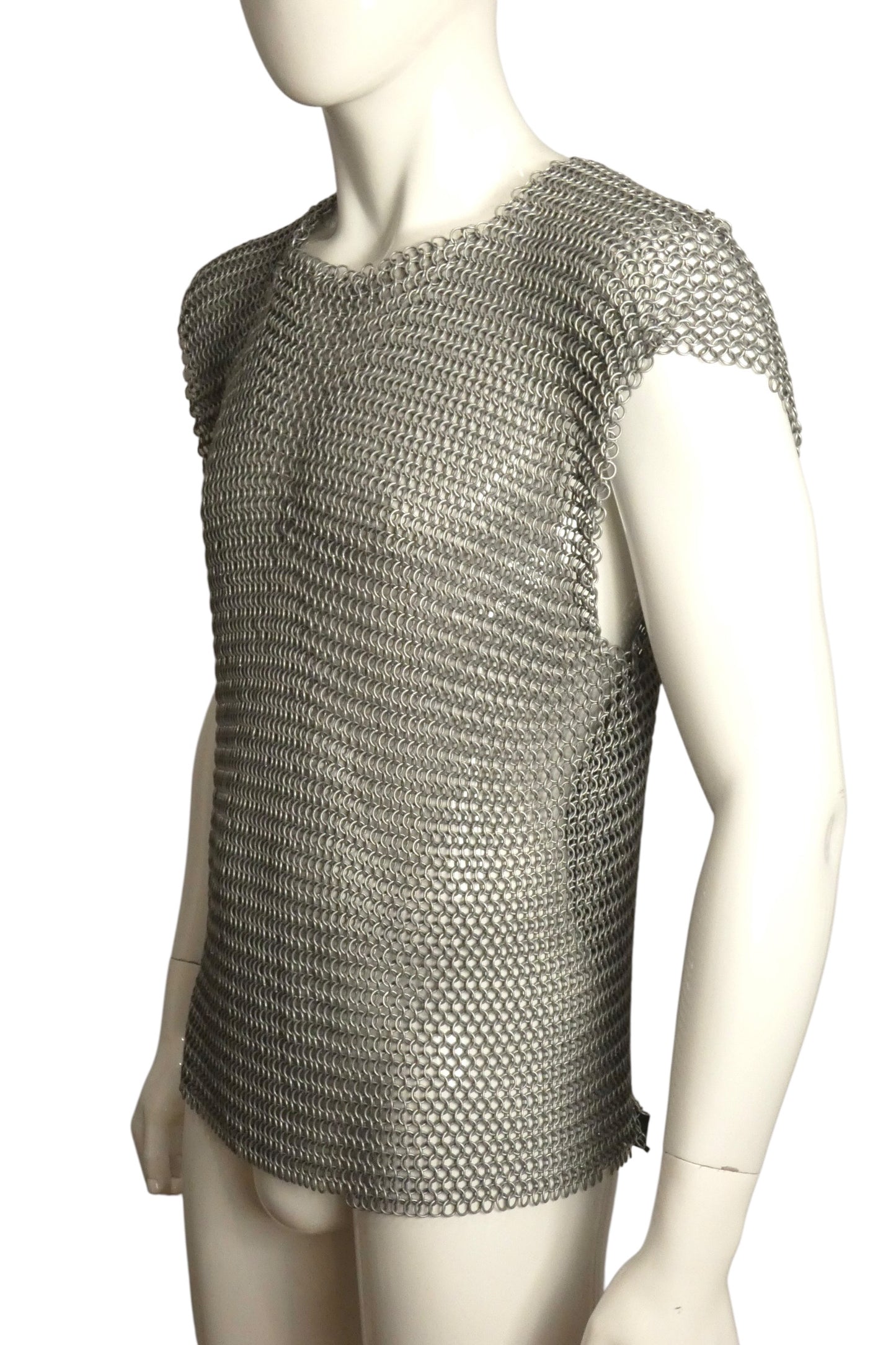 PIERRE CARDIN - 2000 Silver Chain Mail Pullover Shirt, Size-Large