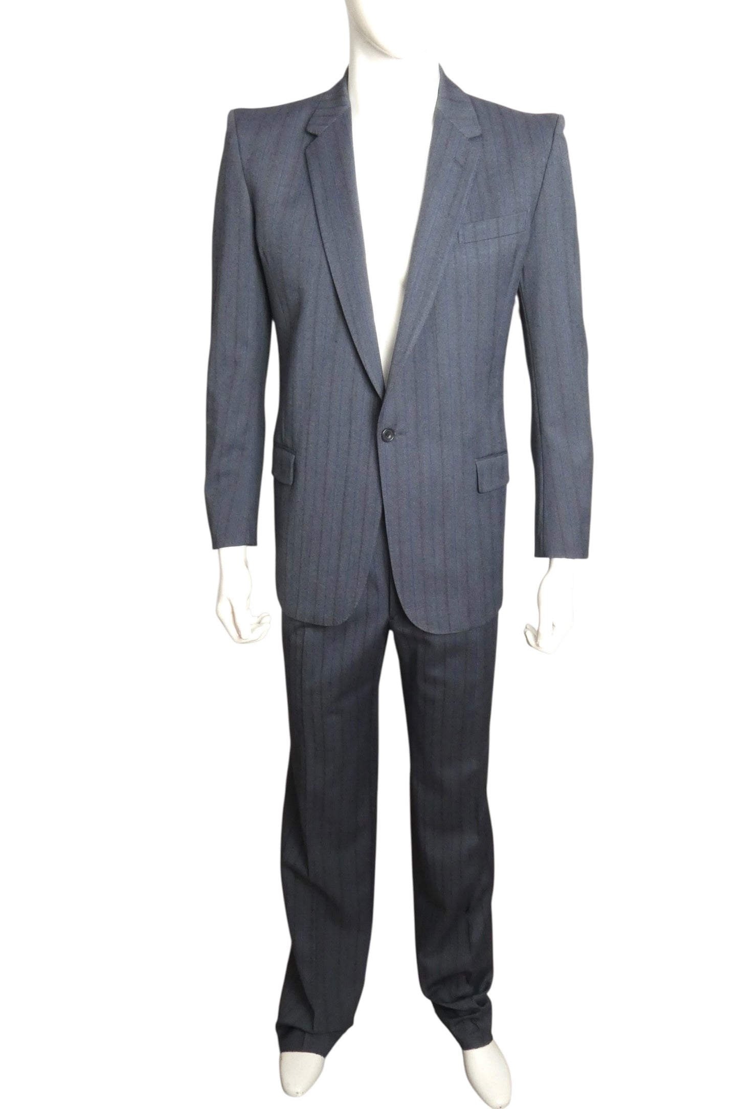 PIERRE CARDIN - 1979 Blue Wool Pinstripe Suit, Size-Small