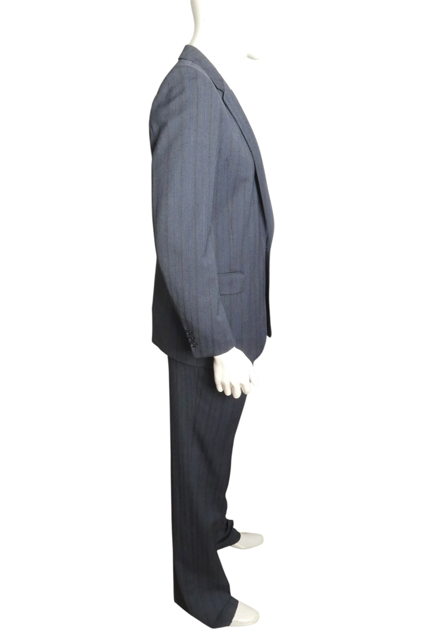 PIERRE CARDIN - 1979 Blue Wool Pinstripe Suit, Size-Small