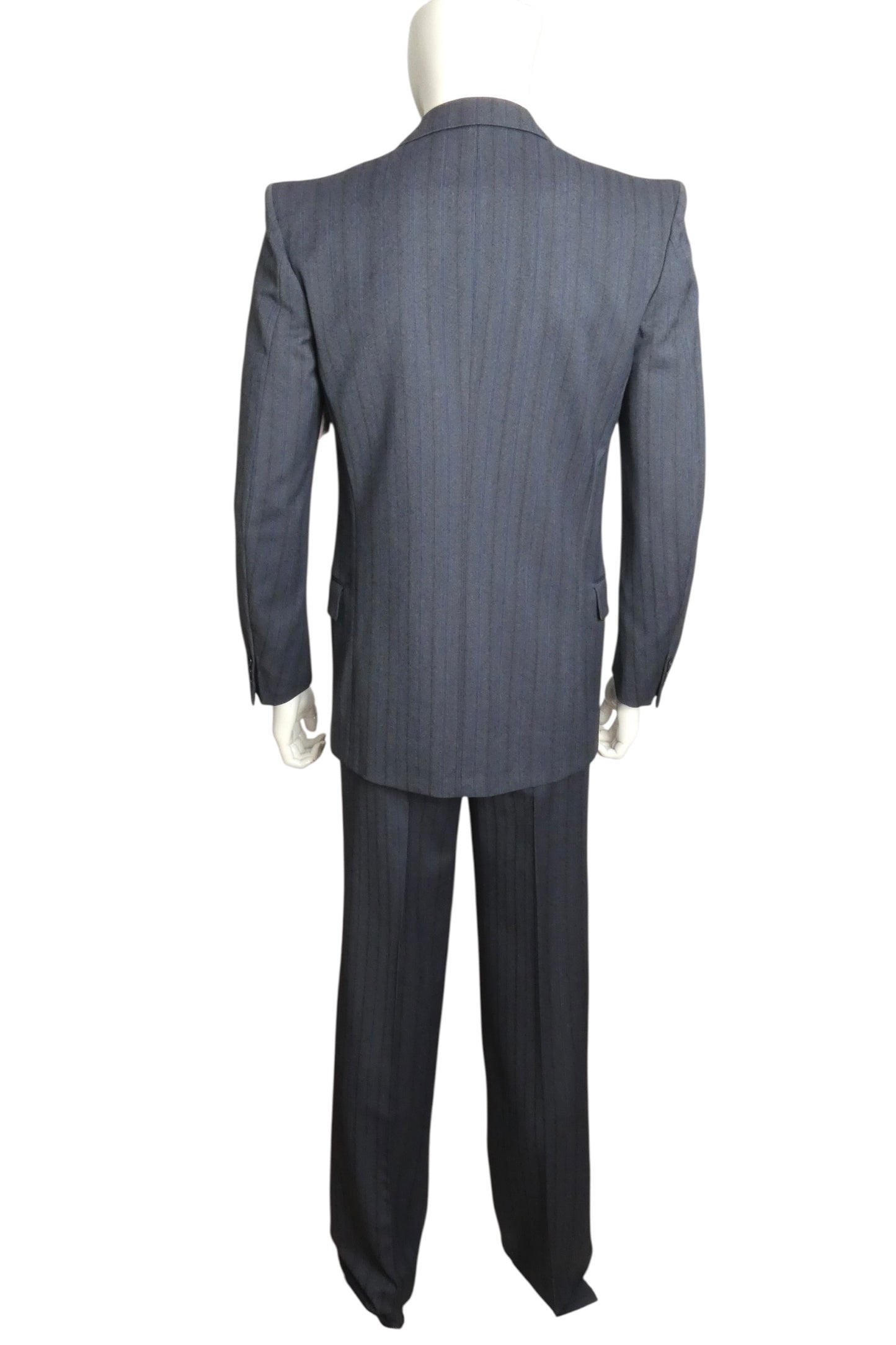 PIERRE CARDIN - 1979 Blue Wool Pinstripe Suit, Size-Small