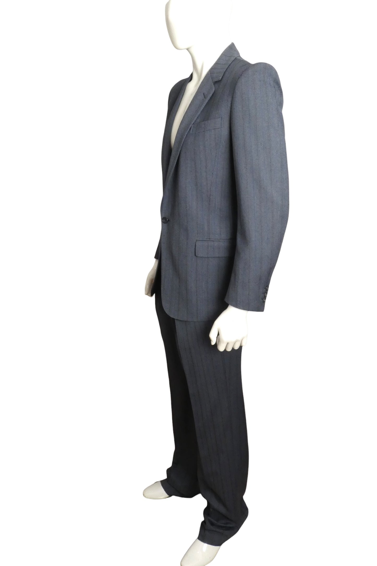 PIERRE CARDIN - 1979 Blue Wool Pinstripe Suit, Size-Small