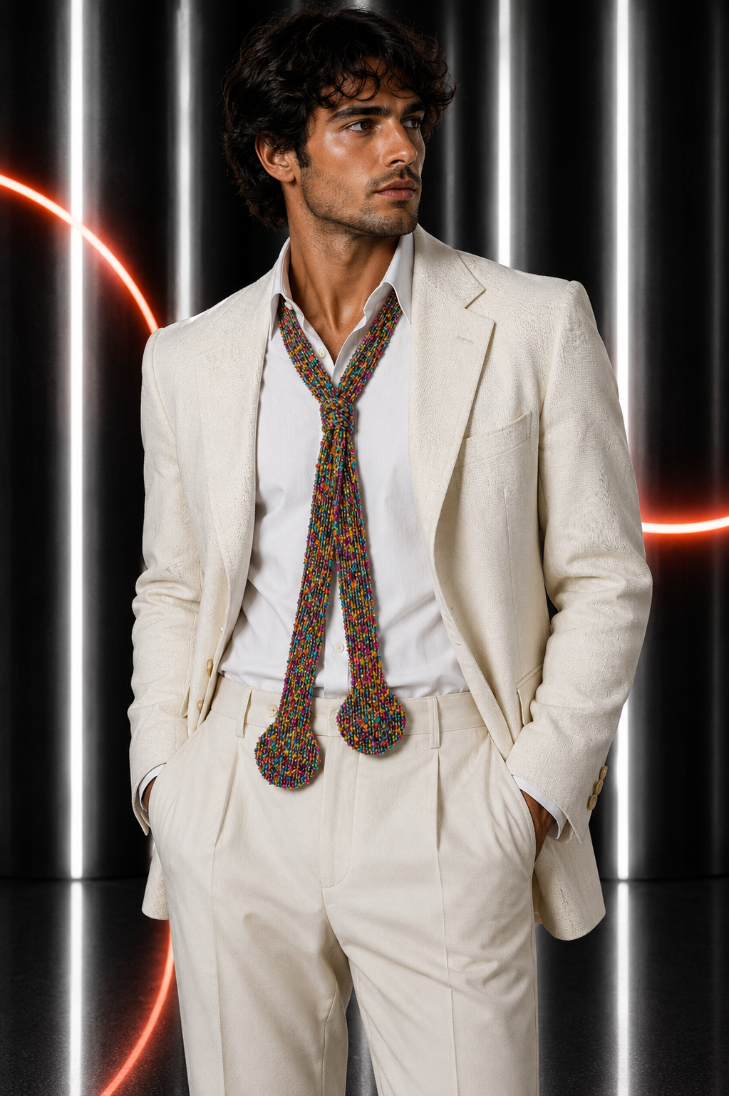 PIERRE CARDIN - Multi Color Metallic Tweed Tie