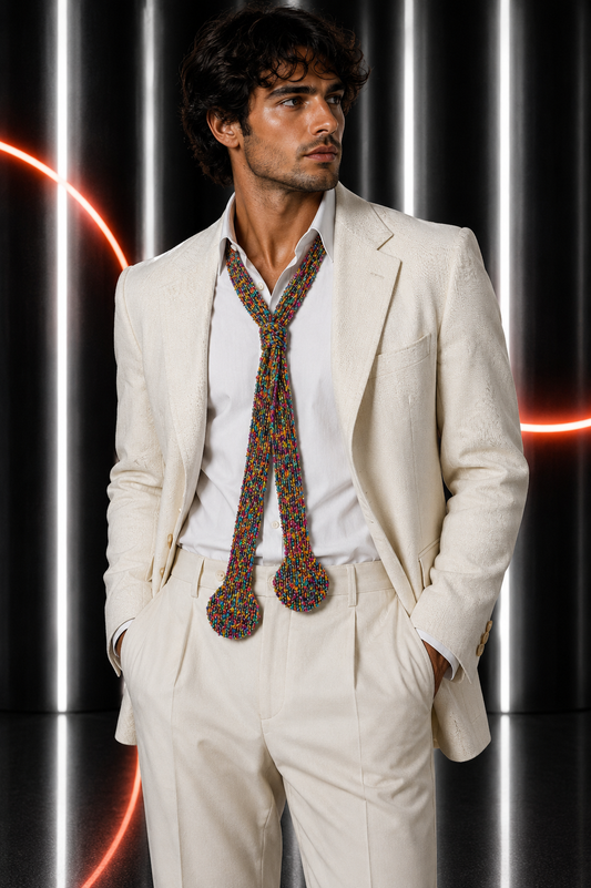 PIERRE CARDIN - Multi Color Metallic Tweed Tie