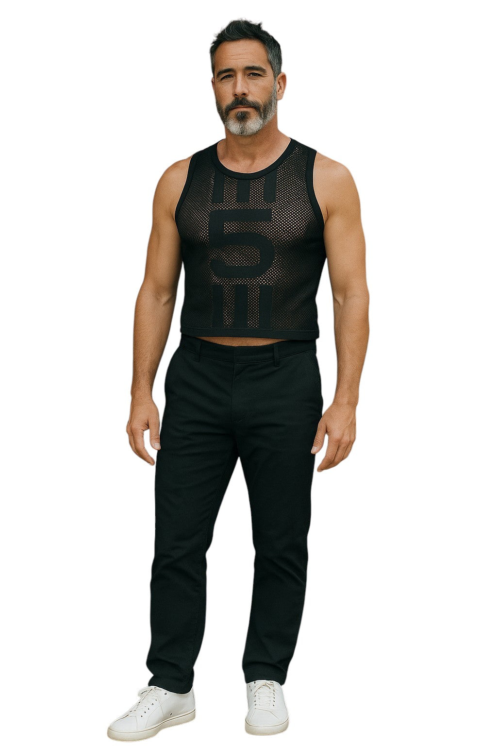 JEAN PAUL GAULTIER- 1980s Black Cotton Mesh Tank, Size Medium