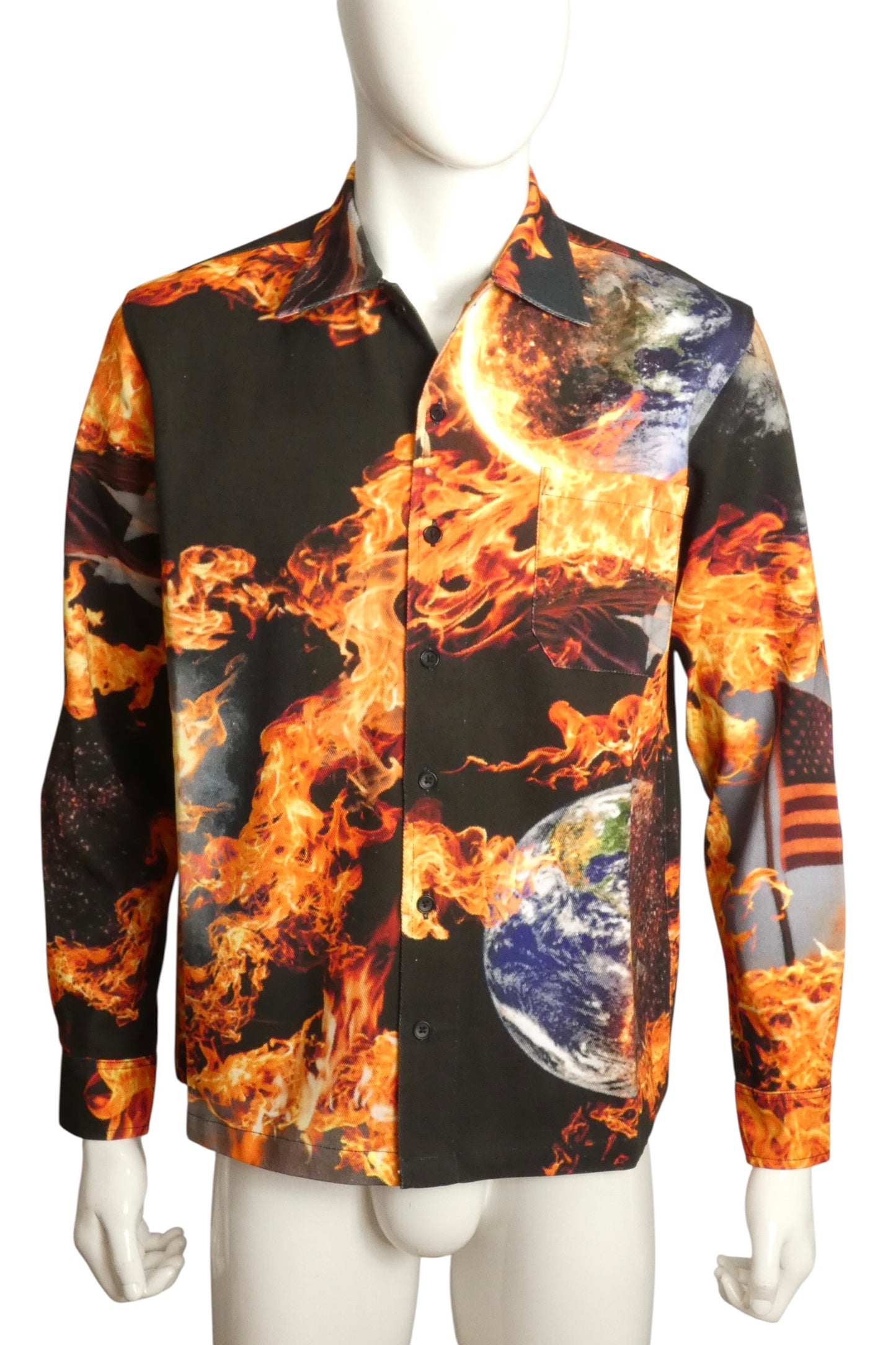 SKY HIGH FARM - 2024 NWT "World is Burning" Cotton Shirt, Size-Small