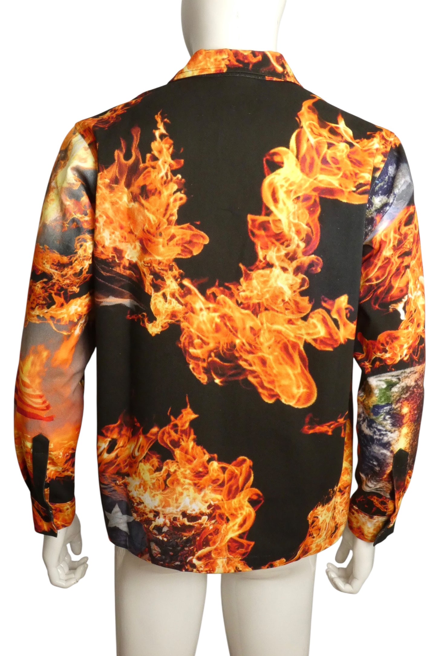 SKY HIGH FARM - 2024 NWT "World is Burning" Cotton Shirt, Size-Small