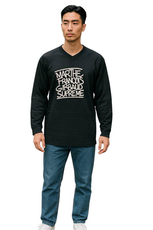 GIRBAUD X SUPREME- NWT Black Mesh Jersey, Size Medium