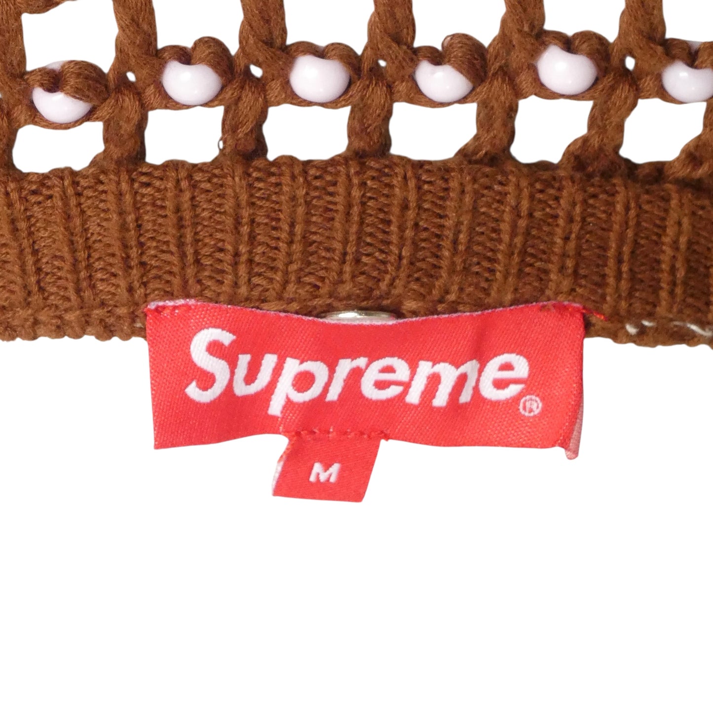 SUPREME - 2023 Brown Beaded Sweater Vest, Size-Medium