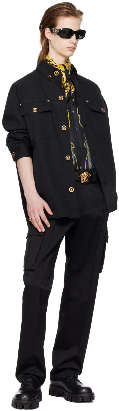 VERSACE- NWT Black Cotton Cargo Pants, Multiple Sizes Available