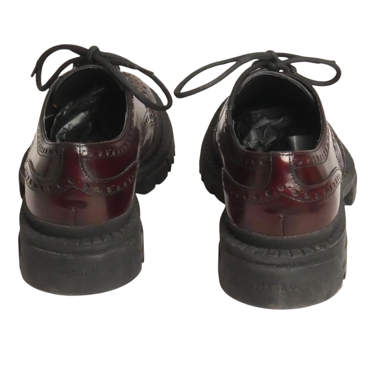 VERSACE - Burnished Burgundy Leather Wing-Tips, Size-42.5