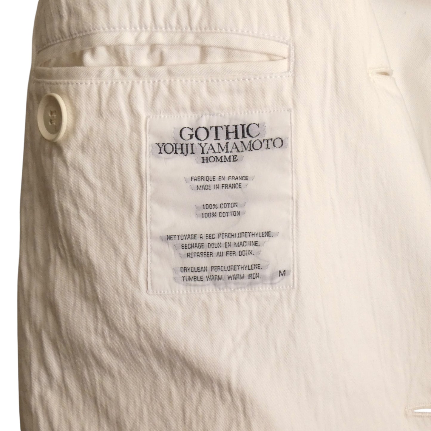 YOHJI YAMAMOTO - 1990s White Cotton Pleated Peplum Blazer, Size-Medium