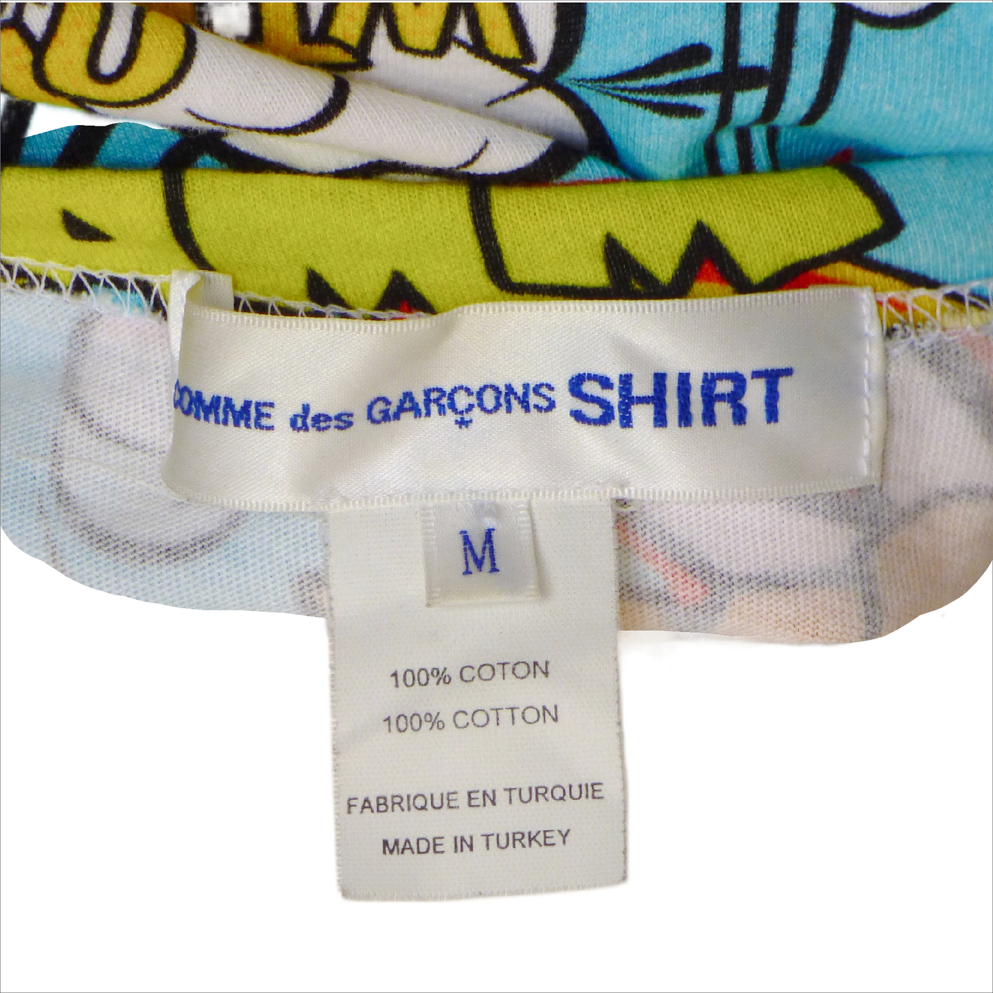 COMME DES GARCONS SHIRT- Multi Color Print T-Shirt, Size Medium