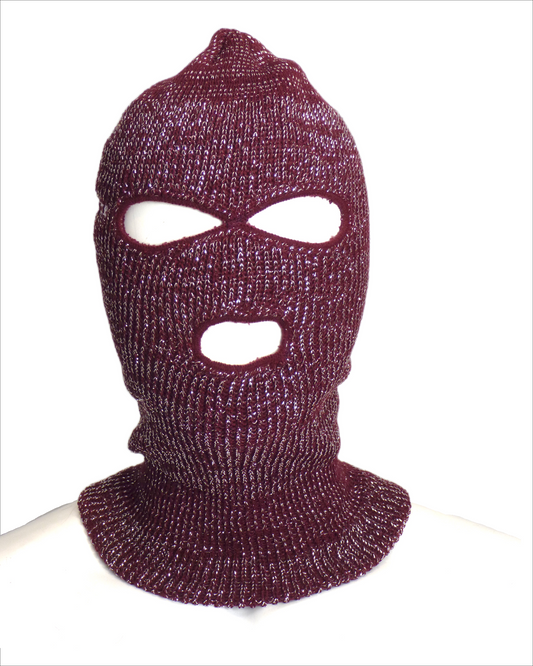 SUPREME-2022 Burgundy Lurex Knit Balaclava